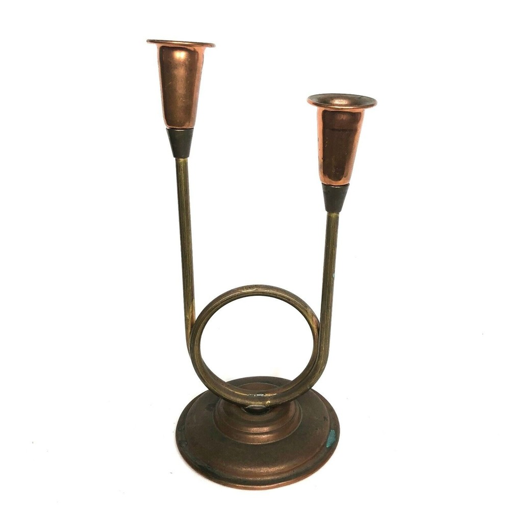 Vintage Copper Craft Mid Century Modern Candle Holders 10"